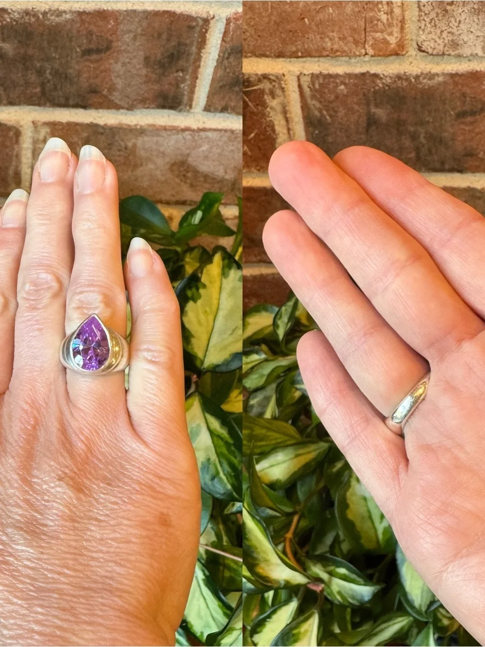 Beautiful VTG Sterling Silver Brilliantly Faceted Amethyst Sterling Silver Ring